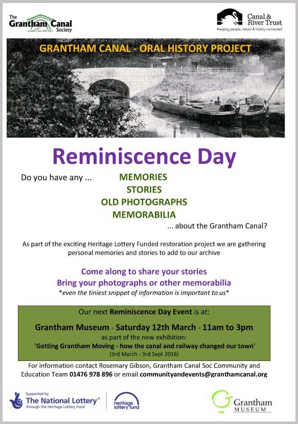 Grantham Canal » Reminiscence Day A4 Poster